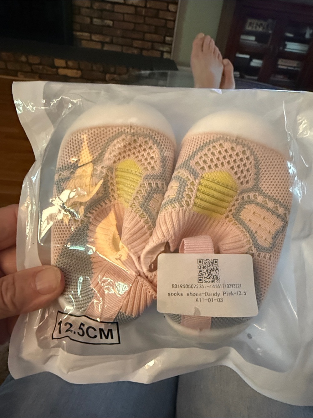 Kids Pink Knit Slip-On Sneakers with Yellow Accent